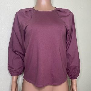 A New Day NWT Puff Sleeved Dark Pink/Purple Tint Blouse Top Size XS